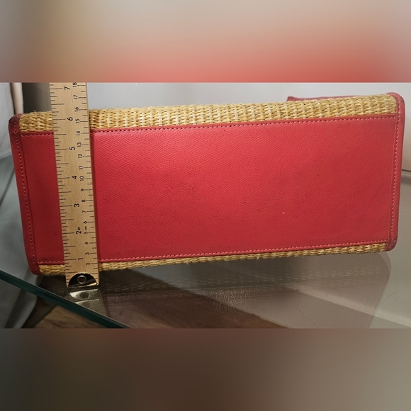 [Chiara-Ferretti] Italian Woven/ Coral Pink Soft Leather Satchel/Crossbody Bag - Picture 12 of 15